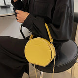 Circular Shoulder Bag for Women Small Flap Handbag