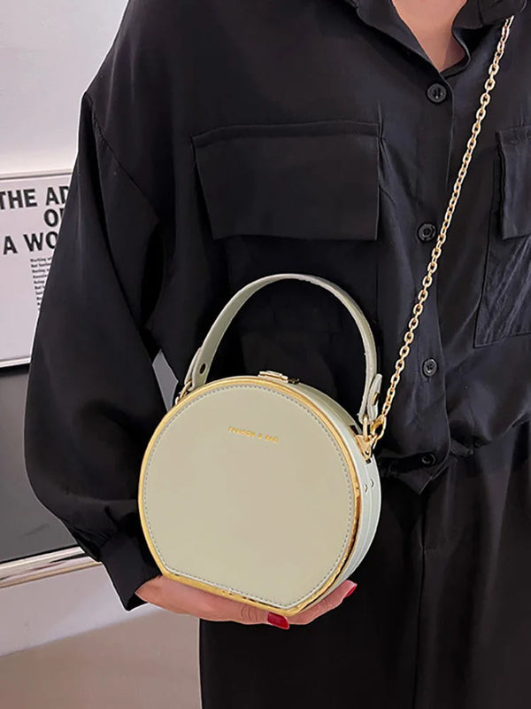 Circular Shoulder Bag for Women Small Flap Handbag