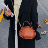 Spring Retro Circular PU Leather Shoulder Bag for Women