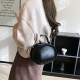 Spring Retro Circular PU Leather Shoulder Bag for Women