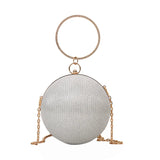 Metal Sliver Round Ball Evening Bag for Wedding Clutch Purse