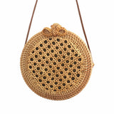 Round Straw Woven Bag Women Hollow Out Rattan Beach Shoulder Bag