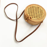 Round Straw Woven Bag Women Hollow Out Rattan Beach Shoulder Bag