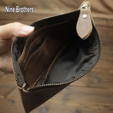Classic Retro Crazy Horse Leather Men's Zipper Wallet Clutch Bag