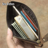 Classic Retro Crazy Horse Leather Men's Zipper Wallet Clutch Bag