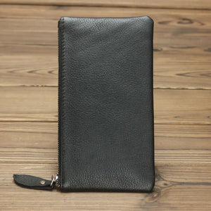 Classic Retro Crazy Horse Leather Men's Zipper Wallet Clutch Bag