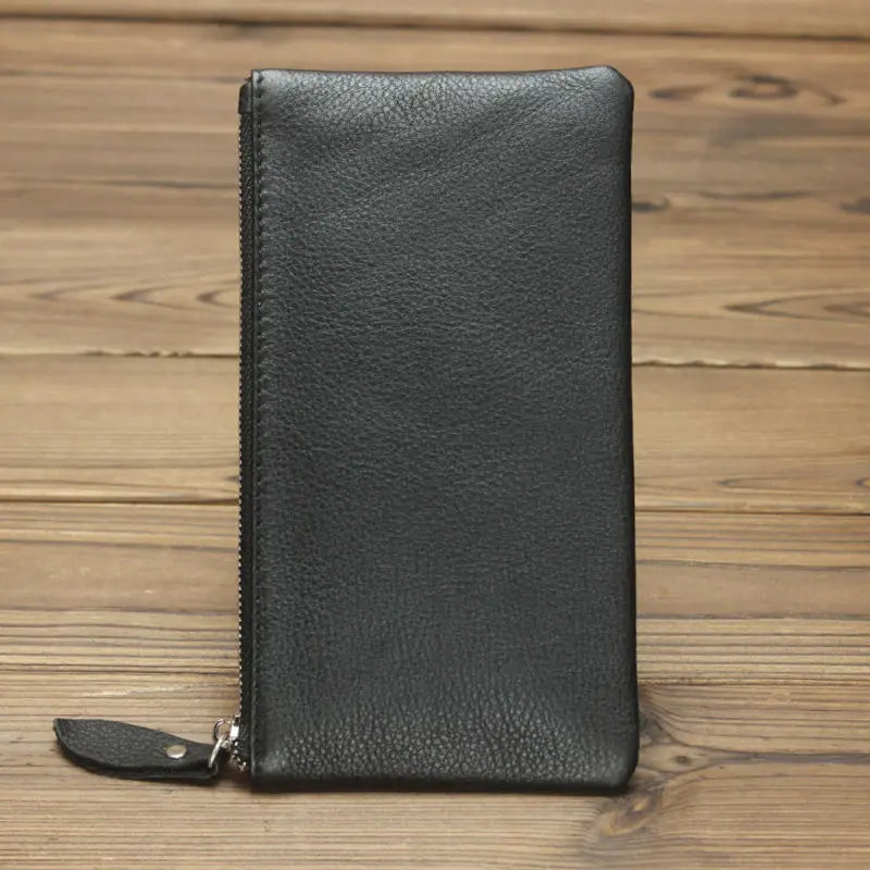 Classic Retro Crazy Horse Leather Men's Zipper Wallet Clutch Bag