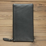 Classic Retro Crazy Horse Leather Men's Zipper Wallet Clutch Bag