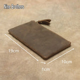 Classic Retro Crazy Horse Leather Men's Zipper Wallet Clutch Bag