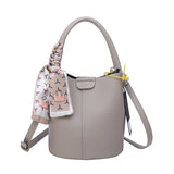 Women Leather Bucket Bag Long Strap Shoulder Satchel