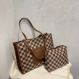 Classic Checkerboard Large Capacity Tote Bag Retro Ladies Underarm Bag