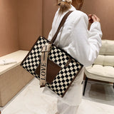 Classic Checkerboard Large Capacity Tote Bag Retro Ladies Underarm Bag