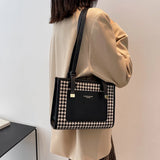 Classic Checkerboard Large Capacity Tote Bag Retro Ladies Underarm Bag