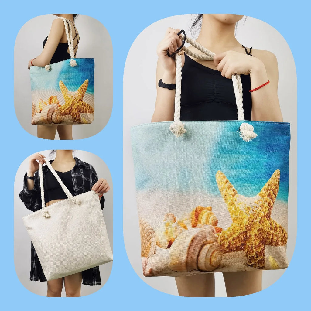 Colorful Floral Print Handbags High Capacity Tote Bags Travel Beach Bag