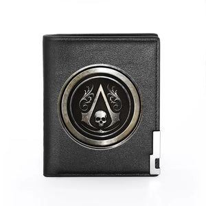 Assassin Skull Leather Wallet Slim Card Holder Money Bag