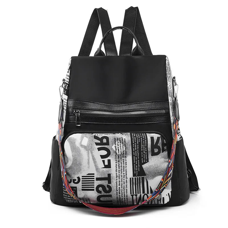 Casual Oxford Women's Backpack Patchwork Print Student Girls School Bags