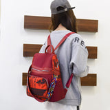 Casual Oxford Women's Backpack Patchwork Print Student Girls School Bags
