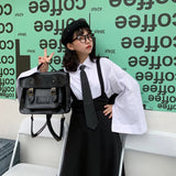 Classic Women's Messenger Bag College Style Girls Tote Shoulder Bags PU Leather