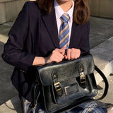 Classic Women's Messenger Bag College Style Girls Tote Shoulder Bags PU Leather