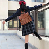 Classic Women's Messenger Bag College Style Girls Tote Shoulder Bags PU Leather