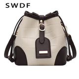 Vintage Small Women Bucket Bags PU Leather Shoulder Bags Drawstring Cross body