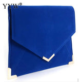 Suede Envelope Clutch Bag with Chain Strap - Women's Shoulder Messenger Purse