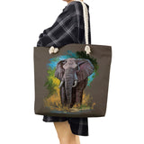 Elephant Tote Bags Animal Printing Handbags Thick Rope Shopping Bags