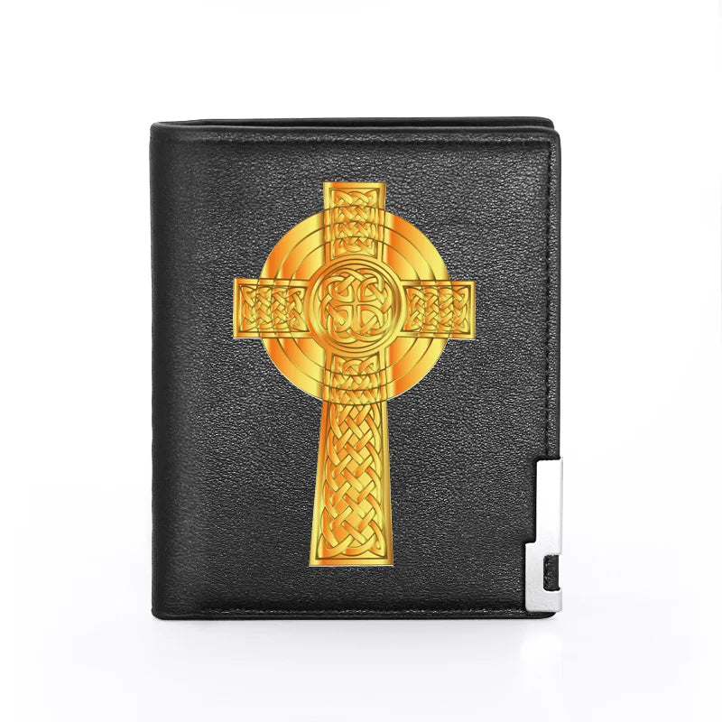 Classic Cross Leather Wallet Men Women Slim Credit Card/ID Holders