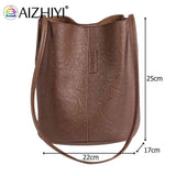 Women Shoulder Crossbody Bag PU Leather Bucket TOTES Retro Travel Handbag