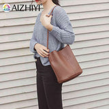 Women Shoulder Crossbody Bag PU Leather Bucket TOTES Retro Travel Handbag