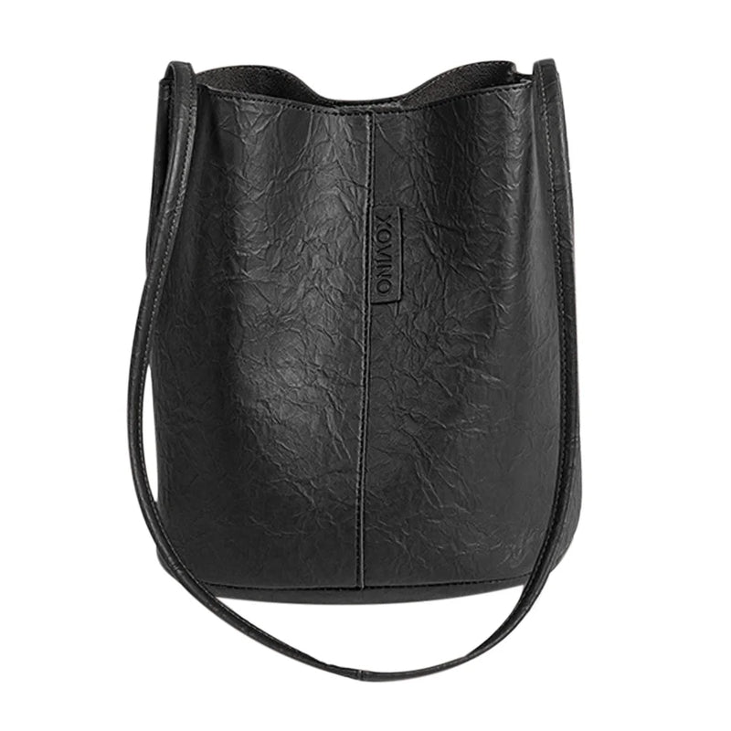 Women Shoulder Crossbody Bag PU Leather Bucket TOTES Retro Travel Handbag