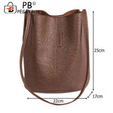 Vintage Women's Shoulder Bag Crossbody Bucket Tote PU Leather