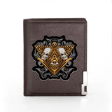 Skull Print Leather Wallet Slim Credit Card Holder