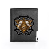 Skull Print Leather Wallet Slim Credit Card Holder