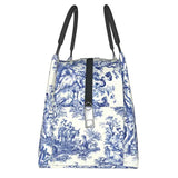 French Navy Toile De Jouy Insulated Lunch Bag for Women