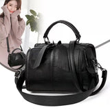 Classic Soft Leather Ladies Bag with Bow - Crossbody Top Handle Shoulder Bag
