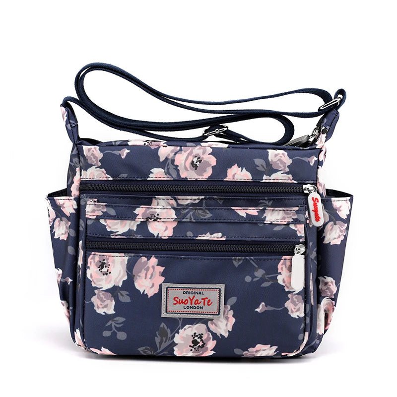 Classic Lady Flower Shoulder Bags for Women Rural Style Cloth Messenger Bags