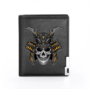 Leather Wallet Helmet Skull Billfold Slim Credit Card Holder Money Bag