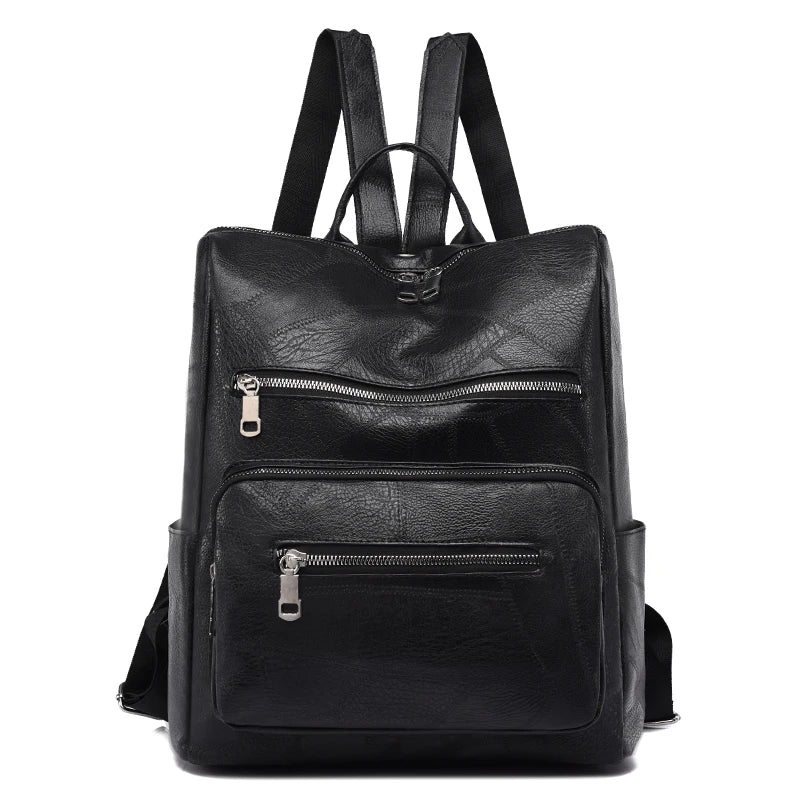 PU Leather Backpack for Women Waterproof Bagpack Anti-theft Travel Rucksack