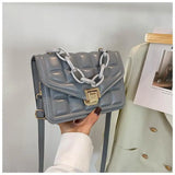 Plaid Leather Shoulder Bag Chain Crossbody Women Bolsas