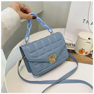 Plaid Leather Shoulder Bag Chain Crossbody Women Bolsas