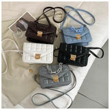 Plaid Leather Shoulder Bag Chain Crossbody Women Bolsas