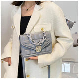 Plaid Leather Shoulder Bag Chain Crossbody Women Bolsas