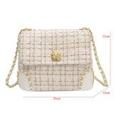 Plaid Woolen Handbag Purse Ladies Shoulder Bag Chain Crossbody