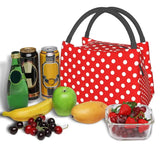 Red Polka Dots Reusable Lunch Box Thermal Cooler Insulated Bag