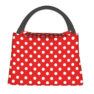 Red Polka Dots Reusable Lunch Box Thermal Cooler Insulated Bag