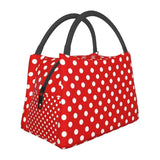Red Polka Dots Reusable Lunch Box Thermal Cooler Insulated Bag