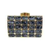 Retro Stone Grain Square Handbag for Wedding Party Clutch