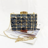 Retro Stone Grain Square Handbag for Wedding Party Clutch
