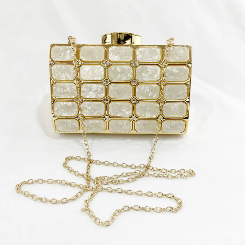 Retro Stone Grain Square Handbag for Wedding Party Clutch